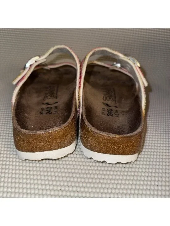 Birkies by Birkenstock Tahiti Plaid Sparkle Sandals Strap Leather Womens Size 6 - Picture 3 of 8